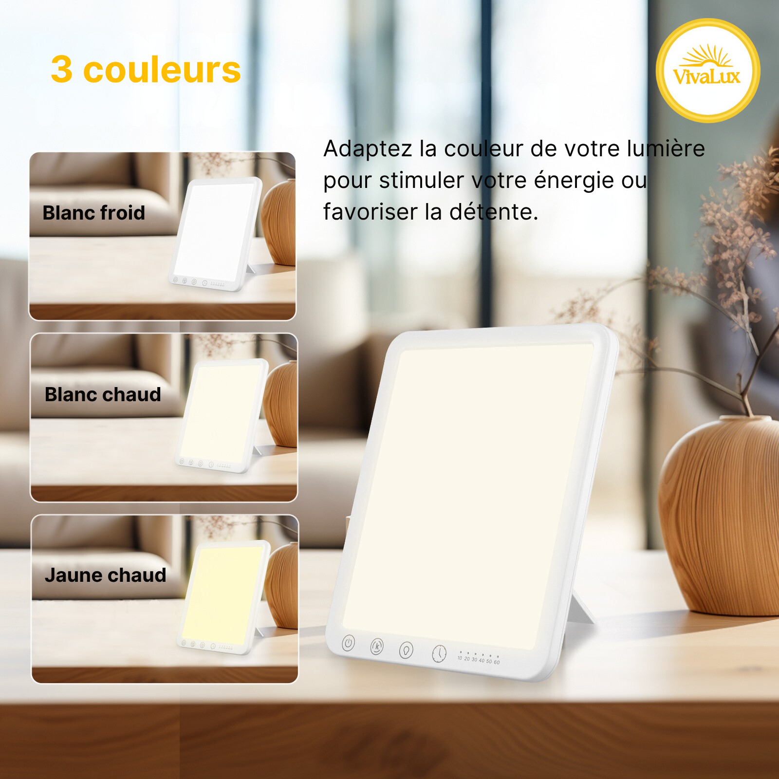 Lampe de Luminothérapie – 15 000 Lux de Lumière Naturelle pour Énergie et Bien-Être