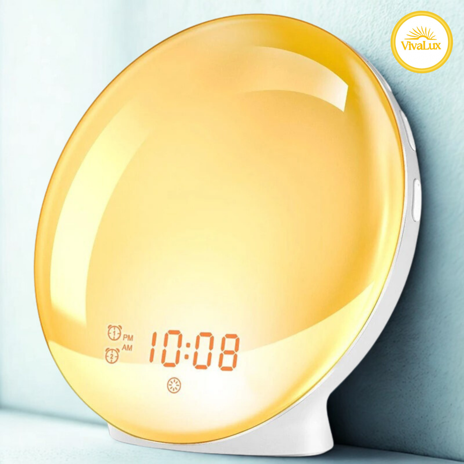 Réveil Lumineux avec Simulation Lever/Coucher du Soleil, Radio FM, 7 Couleurs, Double Alarme et Fonction Snooze